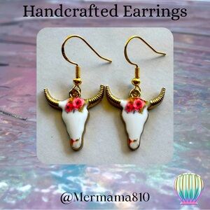 Handcrafted Bull Skull Earrings